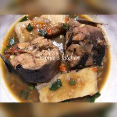 A picture of Cat fish and yam pepper soup.