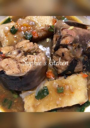 A picture of Cat fish and yam pepper soup.