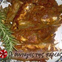 A picture of Aunt Poppy's savoro (sour fish).