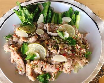 New Recipe  Thai Salad  Spicy Garlic Lime Pork Recipes  Moo Manao ThaiChef food Practical Delicious