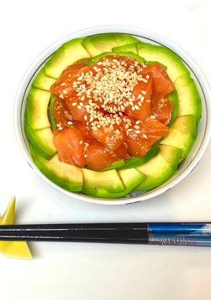 A picture of Salmon Avocado Don Rice Bowl.