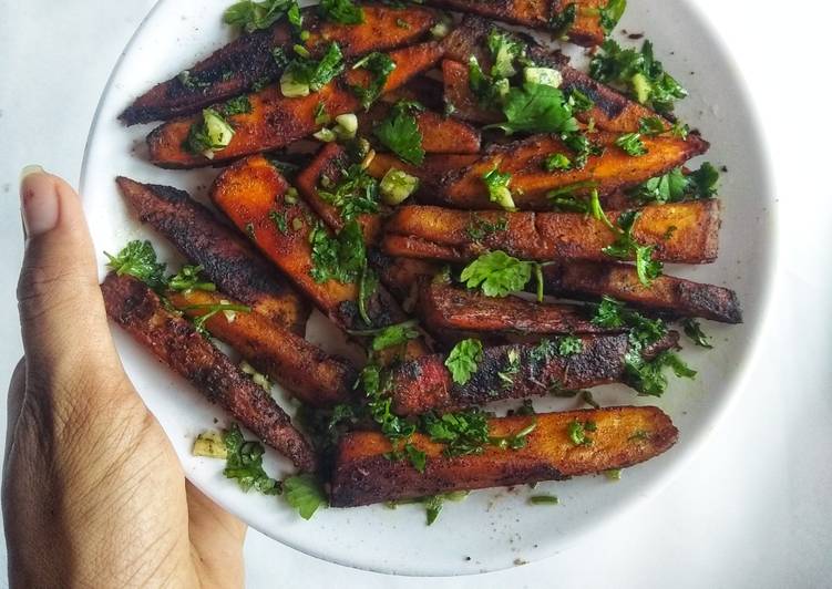 Steps to Make Homemade Grilled sweet potatoes with Cilantro Vinaigrette