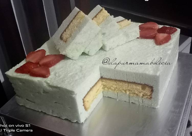 Cake puding busa / cake putri salju foto resep utama
