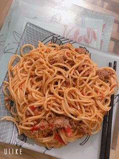 Hình của món Mỳ ý bò băm.