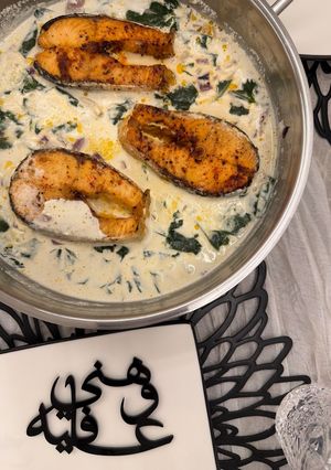 صورة لوصفة سلمون بالكريمة والسبانخ سهلة ويميييييييييي