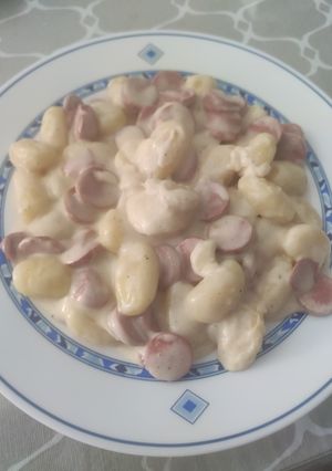 Una foto de Ñoquis a la carbonara