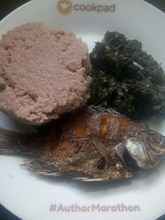 A picture of Simple deep fried fish with ugali and mchicha.