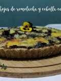 Tarta de hojas de remolacha y cebolla caramelizada