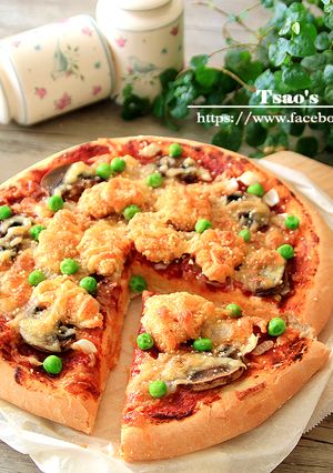 咖哩炸雞Pizza 的食譜成品照片