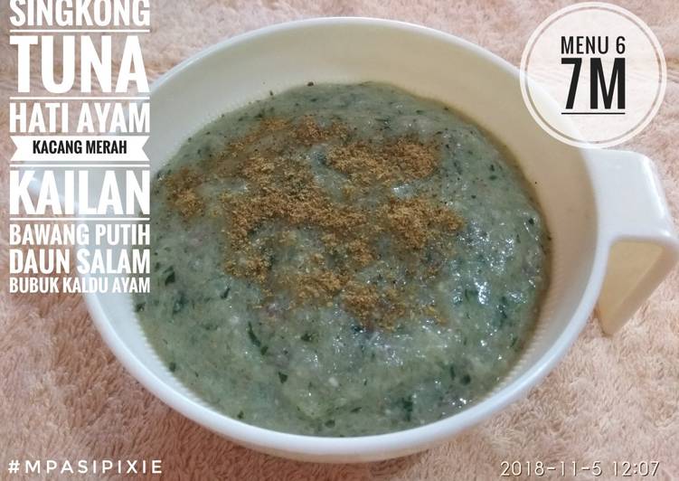 Mpasi 7m 4⭐|singkong tuna hati ayam kacang merah kailan