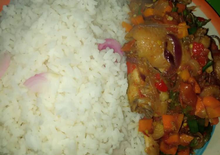 Recipe of Homemade White rice with sauce