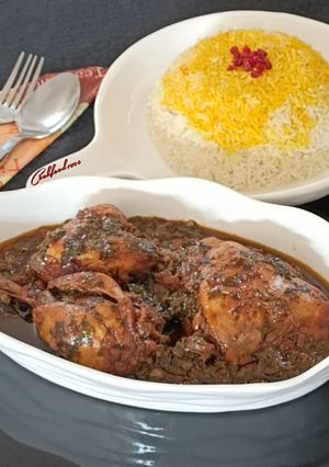 عکسی از دستور مرغ گشنیزی