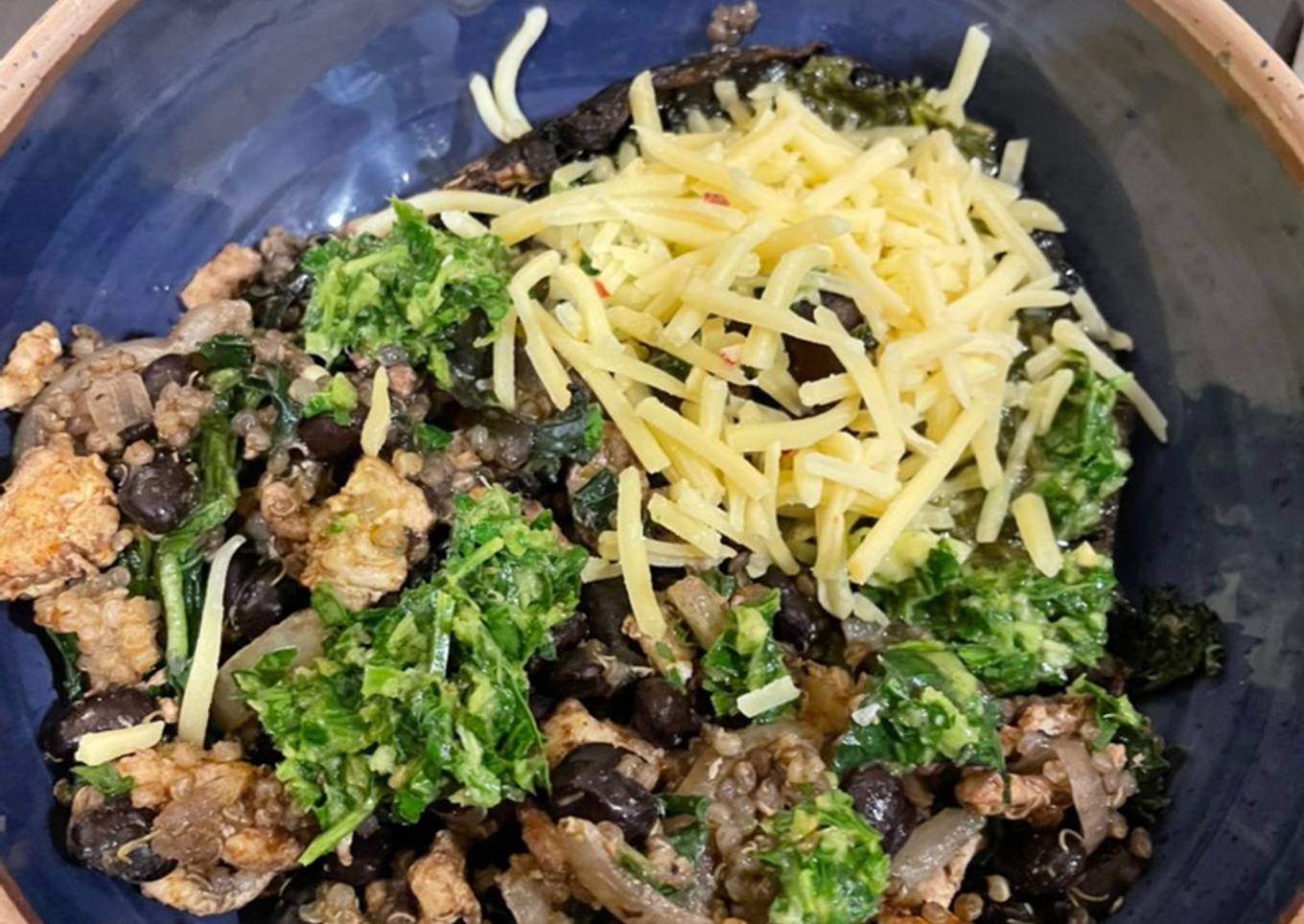 Portobello is marinated in a turkey pan