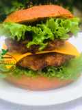 Whole Wheat Hamburger with Beef and Cheese Filling
