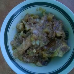 A picture of Bones soup with vegetables.