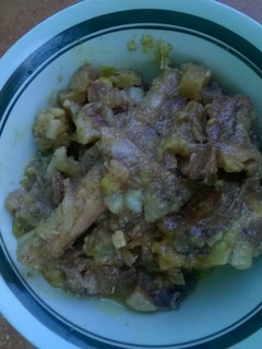 A picture of Bones soup with vegetables.