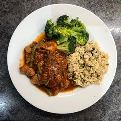 A picture of Moroccan spiced Chicken with Sumac and Date Couscous.