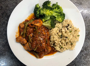 A picture of Moroccan spiced Chicken with Sumac and Date Couscous.