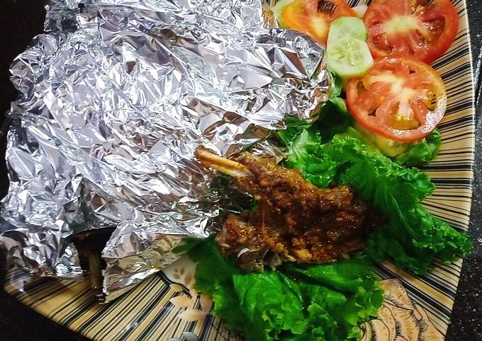 Mutton steam chops with foil paper