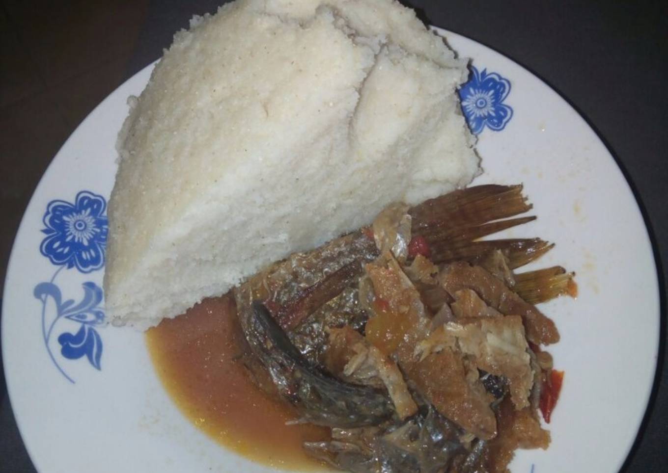 Stewed fish with ugali