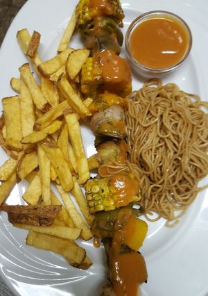 Foto principal de Brocheta de verdura y salsa agridulce