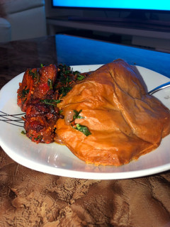 A picture of Moi moi,smoked pork meat with utazi.