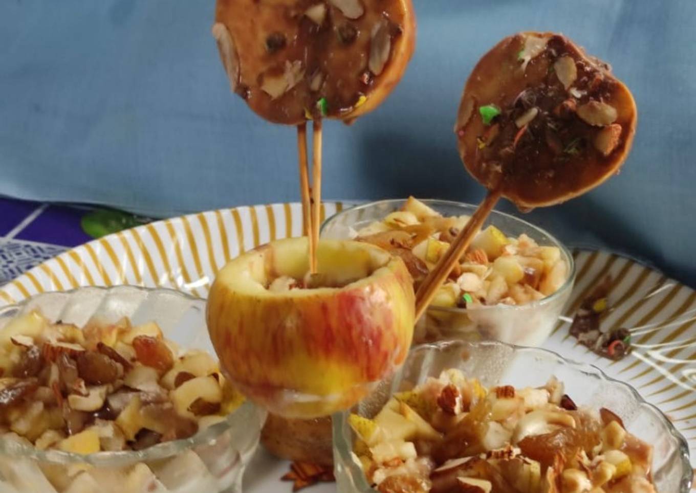 Fruit kheer(pears and apple) with Apple stick
