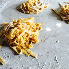 A picture of Eggless Pumpkin Fettucine.