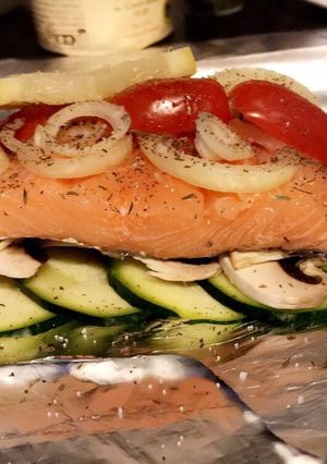 Une photo de Papillote de saumon