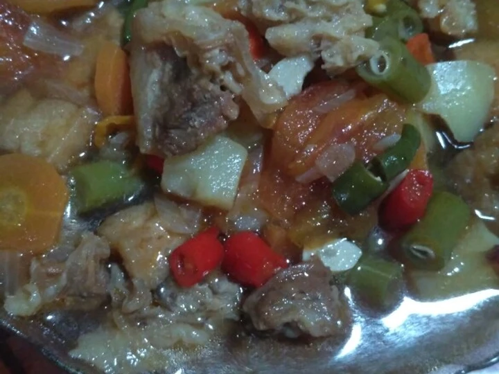 Cara Mudah Membuat Resep Asem-asem (pedas) tetelan sapi Anti Ribet, Enak