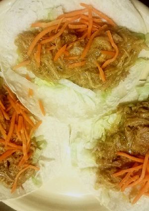 A picture of Ginger leek pork loin wraps.