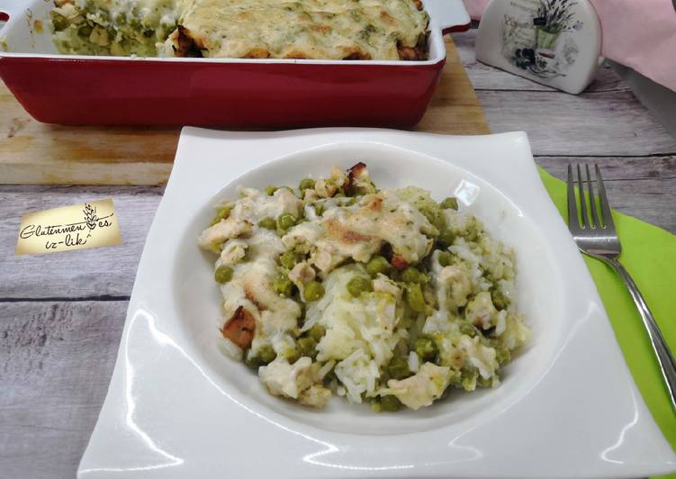 Glutén és tejmentes zöldborsós ragu rizzsel recept foto