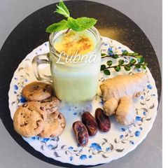 A picture of Date and Turmeric Latte:.