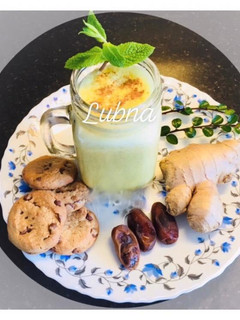 A picture of Date and Turmeric Latte:.