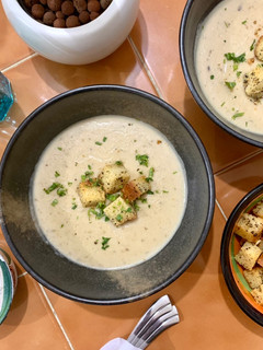 A picture of Garlic Bread Soup.