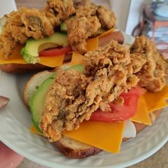 A picture of Brad's oyster po' boy.