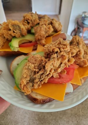 A picture of Brad's oyster po' boy.