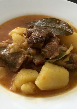 A picture of Beef Stew with Potatoes in the Crock-Pot.