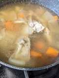 Chicken bone carcass broth