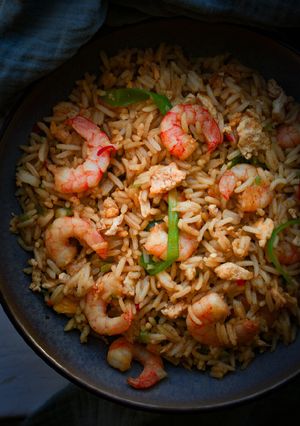A picture of King Prawn Fried Rice 🍚🍤🥡.