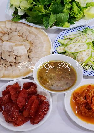 Hình của món Cuốn bánh tráng thịt luộc, tôm chua.