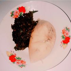Moin moin and vegetables A picture of Moin moin and vegetables.