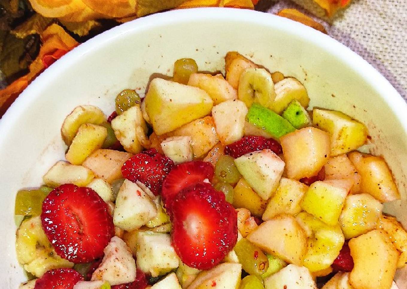 Seasonal Mixed fruit chaat 🍓🥝🍋🍈🍇🍌🍎🍊🫒