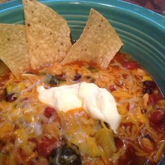 A picture of Tex-Mex Chicken and Three Bean Soup.