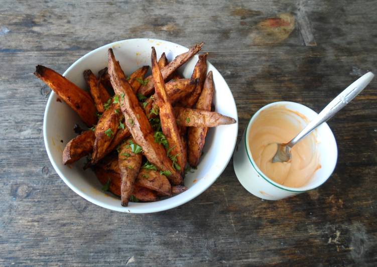 Get Inspiration of Smoky sweet potato wedges &amp; sriracha mayonnaise