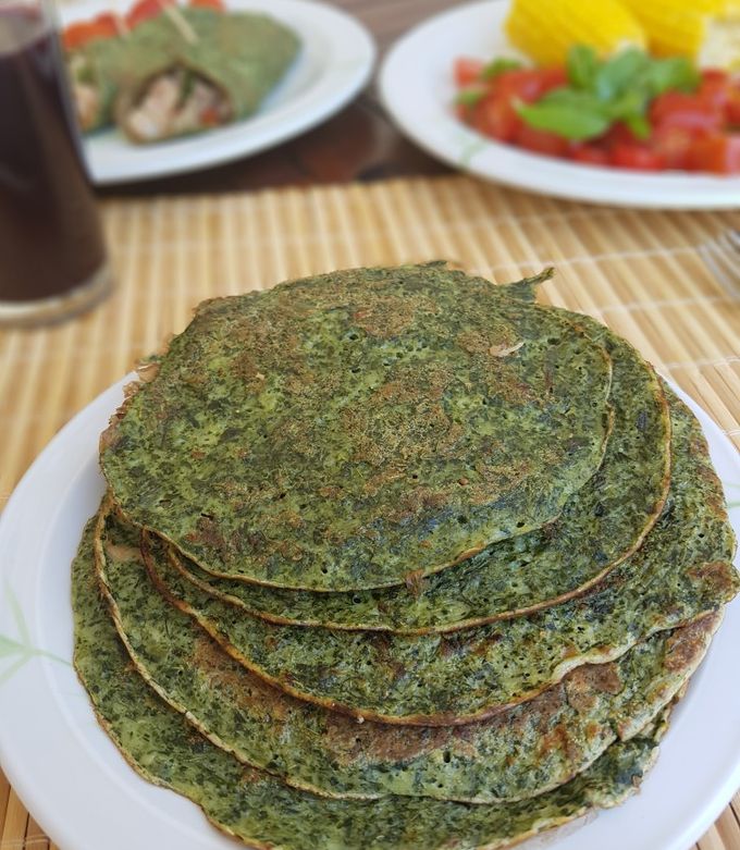 Una foto de Panqueques Verdes de Espinaca o Acelga