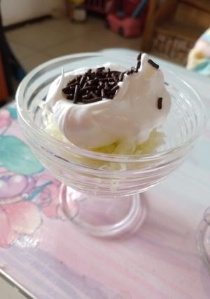 Una foto de Postre de manzana verde