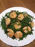 Shrimp with Flowering Chives