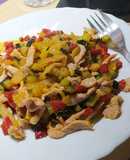 Revuelto de verduras con filetes