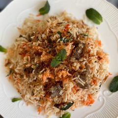 A picture of Beef dum biryani.